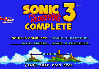 Sonic 3 Complete (8-10-2013 Update) Title Screen